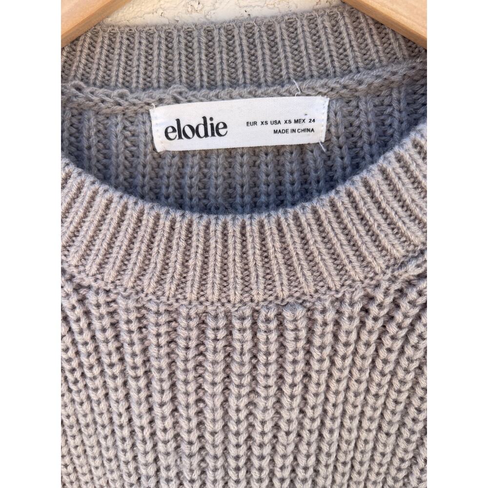 ELODIE GREY CHUNKY KNIT CROPPED CREW NECK SWEATER - XS - Picture 6 of 8